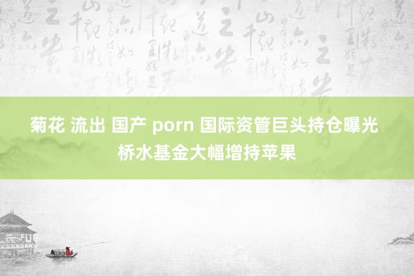 菊花 流出 国产 porn 国际资管巨头持仓曝光 桥水基金大幅增持苹果