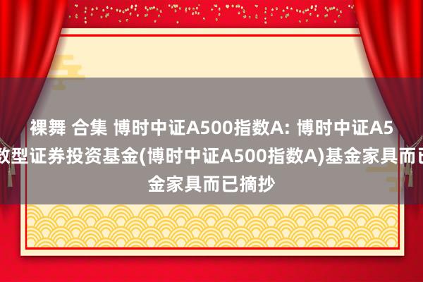 裸舞 合集 博时中证A500指数A: 博时中证A500指数型证券投资基金(博时中证A500指数A)基金家具而已摘抄