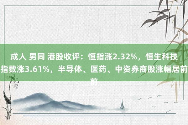 成人 男同 港股收评：恒指涨2.32%，恒生科技指数涨3.61%，半导体、医药、中资券商股涨幅居前