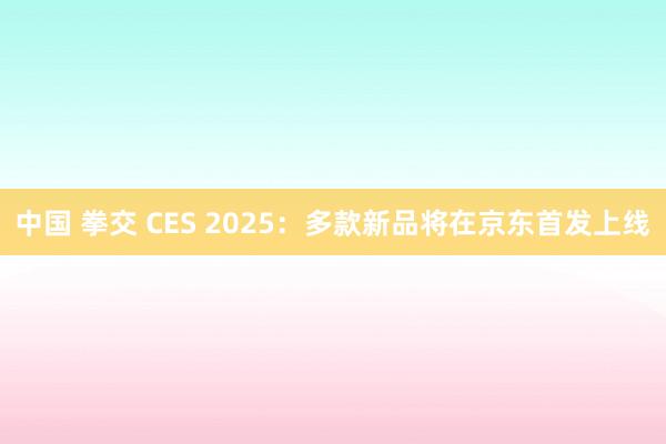 中国 拳交 CES 2025：多款新品将在京东首发上线