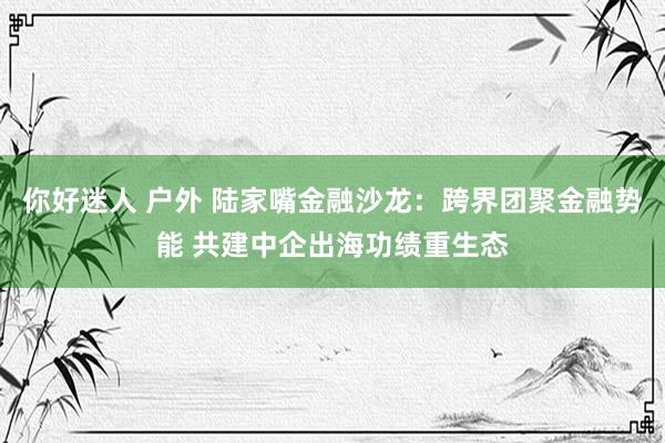 你好迷人 户外 陆家嘴金融沙龙：跨界团聚金融势能 共建中企出海功绩重生态